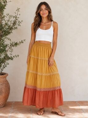Nicole Boho Chic Ombre Gypsy Festival Skirt Size S/CH